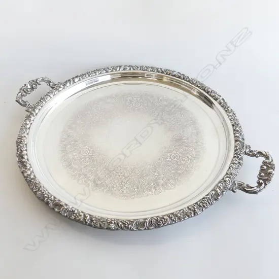 LG HEAVY SILVER PLATE, 2 HANDLED TRAY DIA 515MM