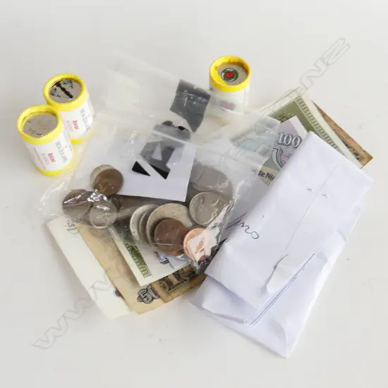 SEL. VINTAGE WORLD BANK NOTES & COINAGE incls. 3 rolls NZ50c Armistice etc