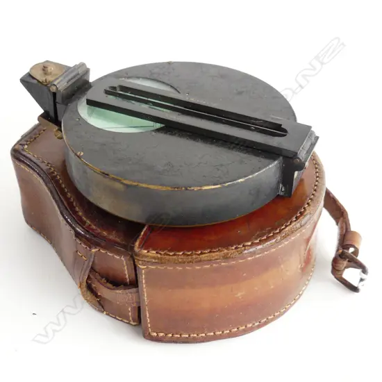 ANTIQUE COMPASS; SHORT & MASON LTD. LONDON IN LEATHER CASE