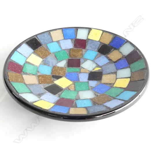 DANISH MID CENTURY MOSAIC DISH STAMPED 'DENMARK' DIA 190MM