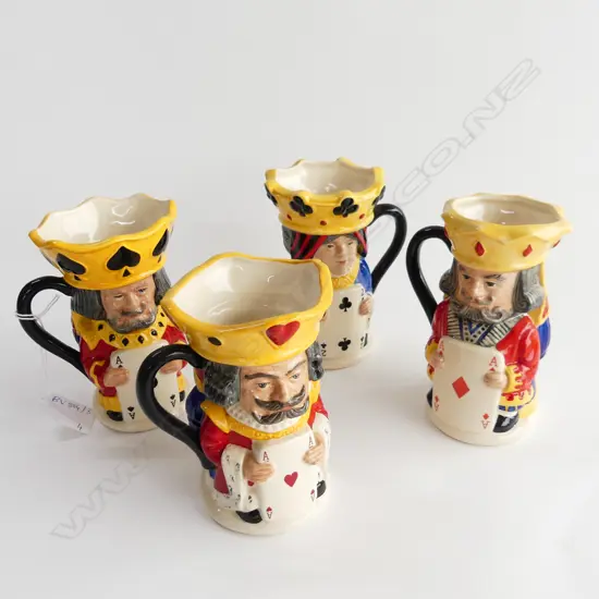 4 ROYAL DOULTON CHARACTER JUGS; 4 CARD QUEENS H.130mm