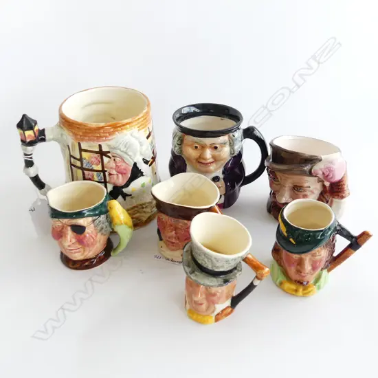 7 ASST TOBY CHARACTER JUGS, ASST SIZES; SMALLEST H. 67MM, LARGEST H. 120MM