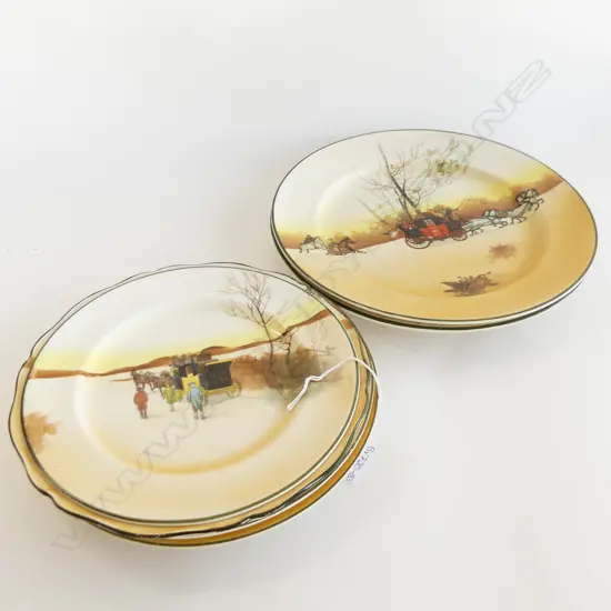 6 ASST ROYAL DOULTON COACHING DAYS PLATES LARGEST DIA 265MM