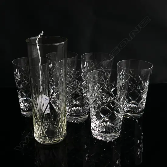 SET OF 6 WEBB & CORBETT CRYSTAL GLASSES H.100mm + 1 OTHER