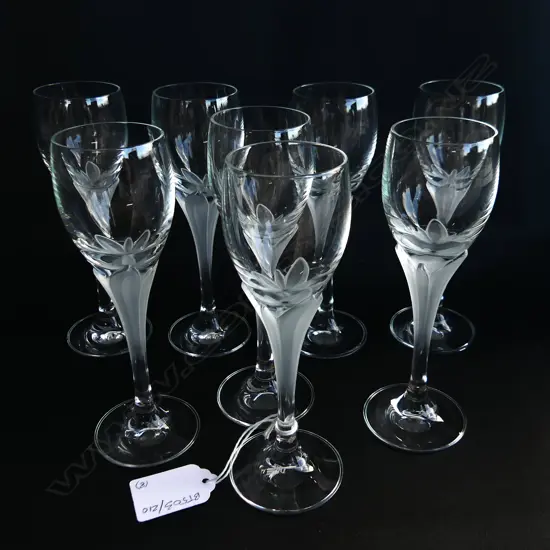 SET 8 SCHOTT ZWEISEL CRYSTAL LIQUEUR GLASSES IN 'LA FLEUR' PATTERN H. 145MM