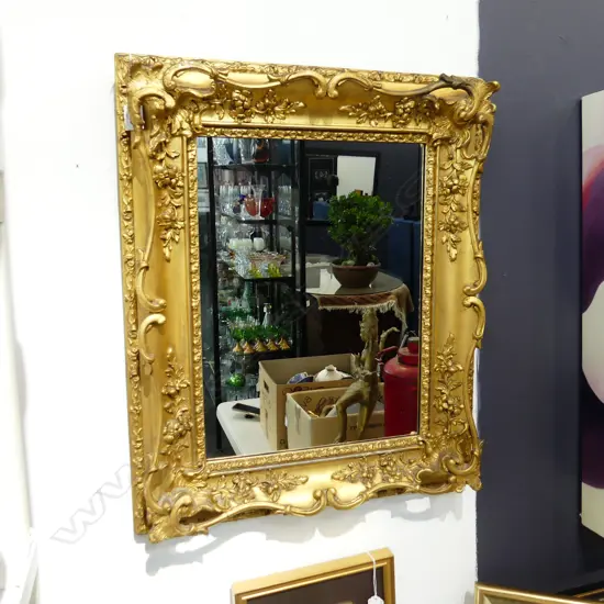 19THC  GILT FRAMED MIRROR. POSSIBLY EX PAINTING FRAME. H. 660mm