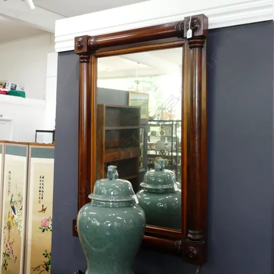 ANTIQUE WOOD FRAMED WALL MIRROR 720 X 1060MM