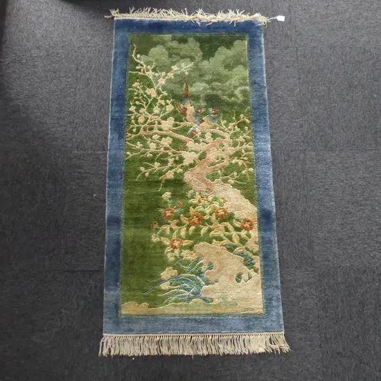 CHINESE CUT RUG - WOOL AND SILK 1400x700mm