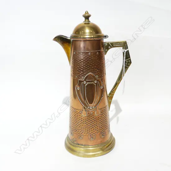 ART NOUVEAU BRASS & COPPER HOT CHOCOLATE POT H. 300MM