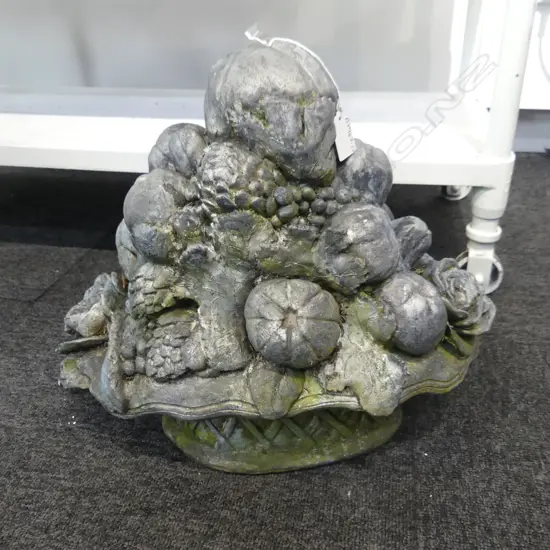 LG HEAVY GARDEN ORNAMENT, BASKET OF FRUIT  L.400 H 350MM