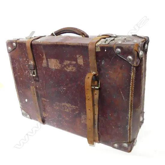 VINTAGE BROWN LEATHER SUITCASE 560 X 390MM