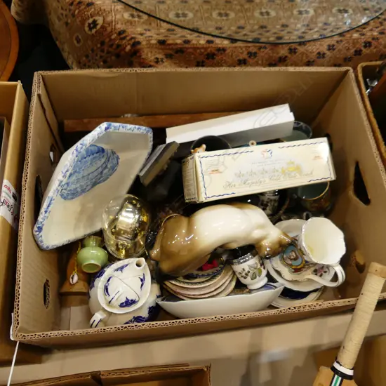 BOX LOT ASST. CERAMICS; TRIBAL PCES ETC