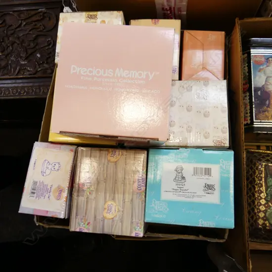 BOX LOT 10 ENESCO PRECIOUS MOMENTS FIGURINES, ALL BOXED