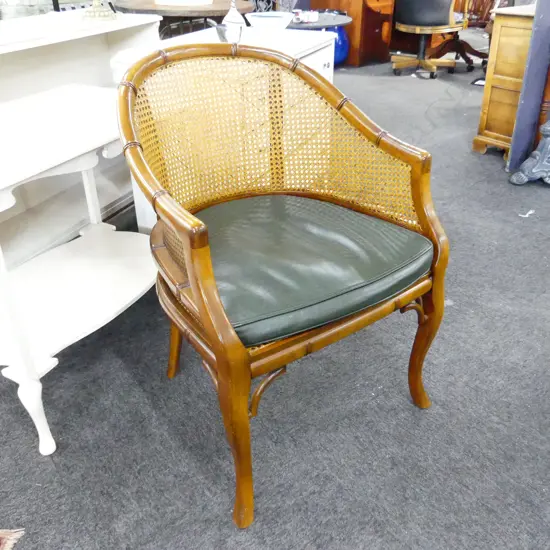20THC BERGERE TUB CHAIR. FAUX BAMBOO CONSTRUCTION. H 860mm