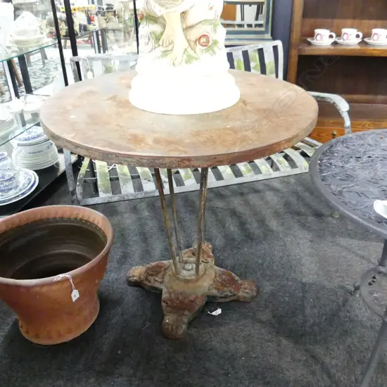 HEAVY ROUND METAL TABLE, RUSTED, DIA. 800MM