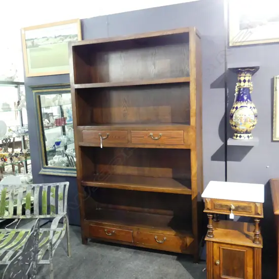 LG WOODEN BOOKCASE w. 4 DRAWERS 21001250x350x2100mm