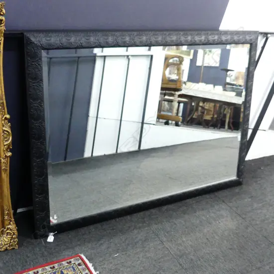 LG BLACK EMBOSSED METAL FRAMED MIRROR, 1260 X 920MM