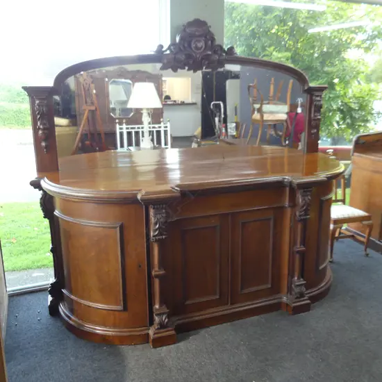 LGE VICTORIAN MAHOGANY SIDEBOARD MIRROR CRACKED GREAT QUALITY L.2370mm