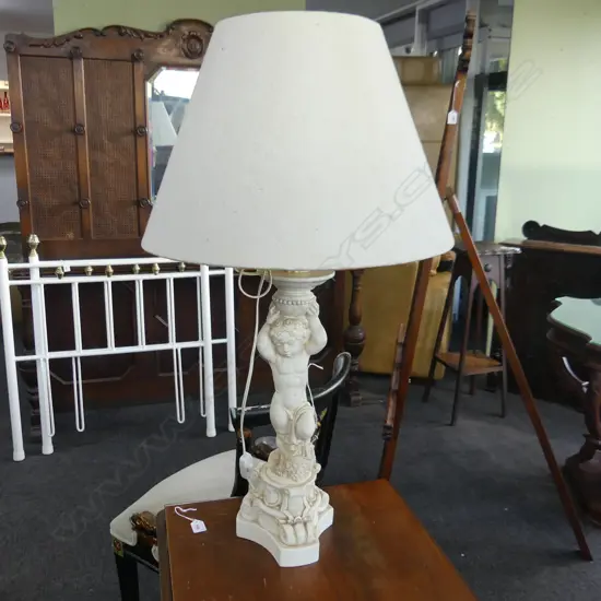 'MARBLE ART' RESIN CHERUB LAMP H.900mm