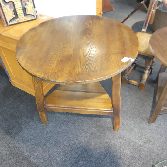 SEFTON POWRIE ATTRIB. GEO III STYLE OAK CRICKET TABLE 725mm dia H.695mm