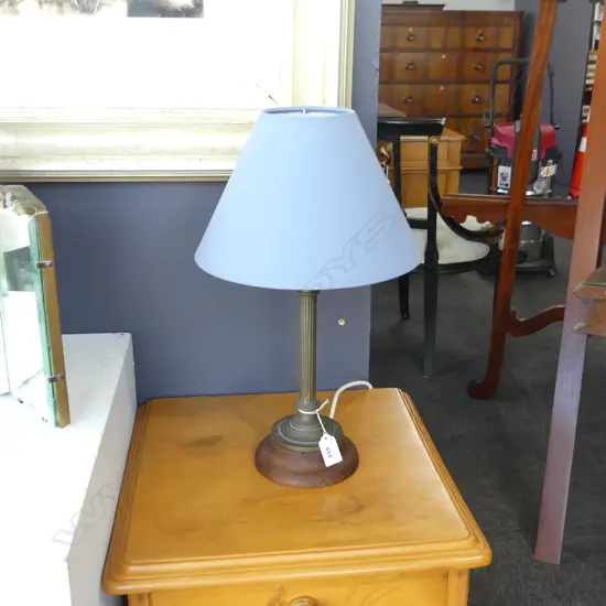 BRASS LAMP WOODEN BASE H.425mm