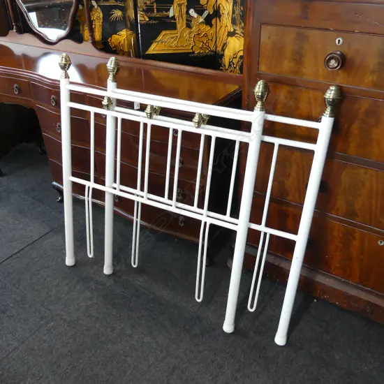 WHITE SINGLE BED BRASS FINIALS