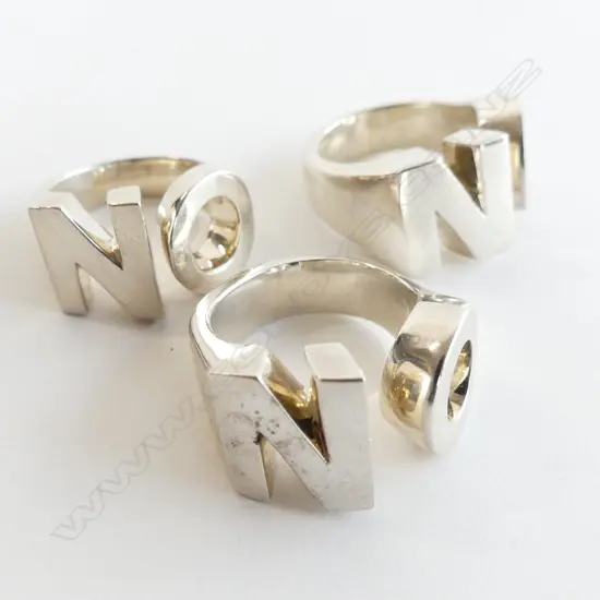 3 STG SILVER 'NO' DRESS RINGS 53.13GMS
