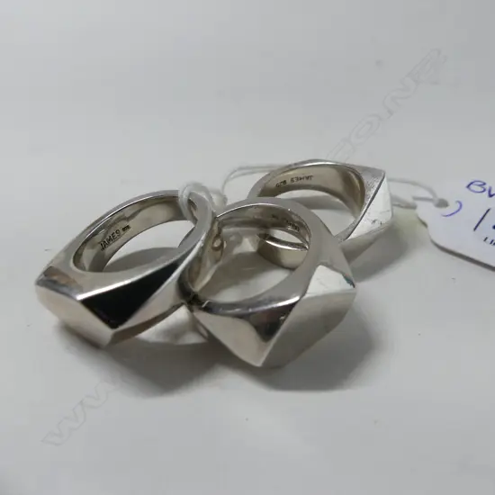 3 STG SILVER DRESS RINGS  51.4GMS (SIZE P 1/2 TO Q)
