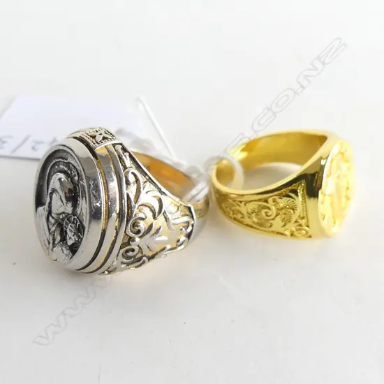 2 COSTUME RINGS; 1 MARKED S925 OTHER w. GOLD PLATE