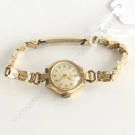 VINTAGE OMEGA LADIES 9CT GOLD WATCH 15.03 GMS (NOT WORKING)