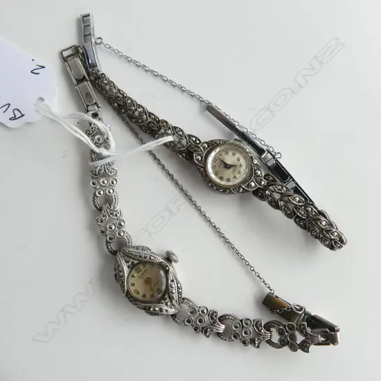 2 VINTAGE MARCASITE LADIES WRISTWATCHES 1 SILVER 