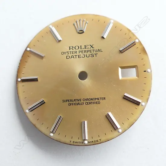 GENTS ROLEX OYSTER DATEJUST WATCH FACE. note face only. Dia.28mm Champagne tone