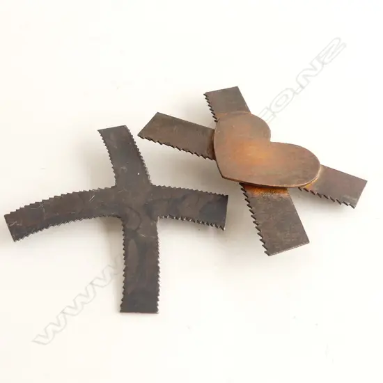 2  BROOCHES BY KIM BRICE, 925 SILVER & COPPER & STEEL, C1990'S