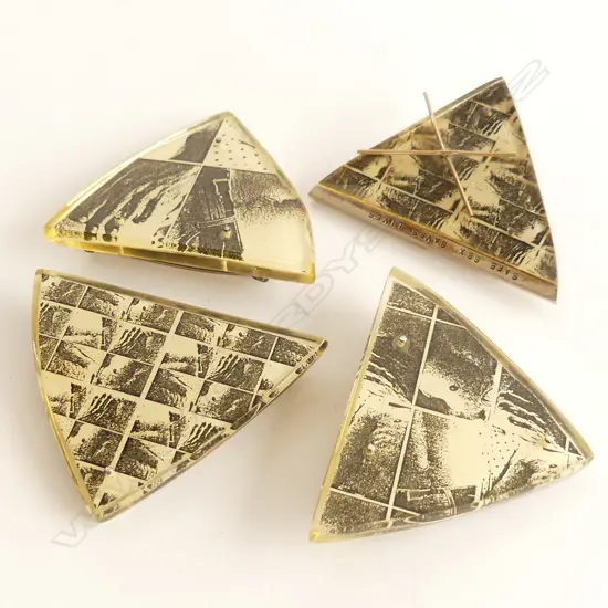 4  BROOCHES BY KIM BRICE 'SAFE SEX, SAVE LIVES', 925 SILVER & RESIN C.1990'S