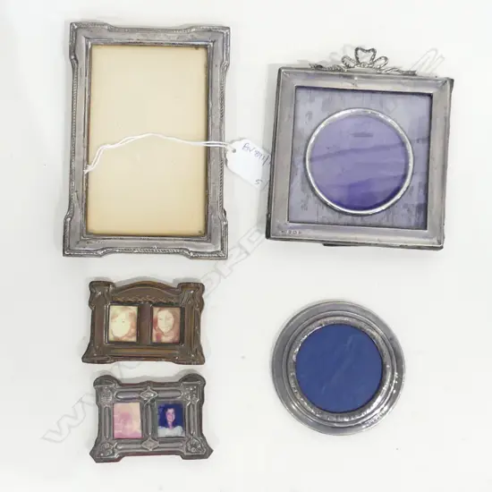 4 ASST. STG PHOTO FRAMES + 1 COPPER ART NOUVEAU 