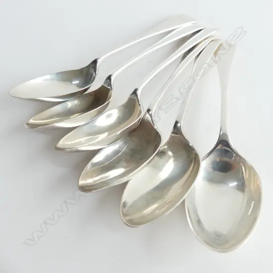 6 STG SILVER TEASPOONS, LONDON,  C1900  83GMS