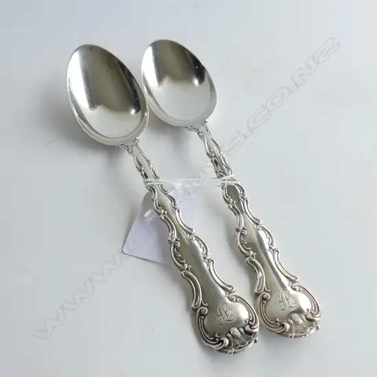 PR AMERICAN STERLING DESSERT SPOONS PAT. 1897 76 GRAMS 