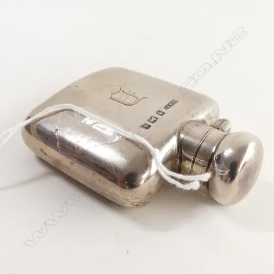 EDWARDIAN SILVER HIP FLASK bayonet top fitting Birm. 1903 by..... 