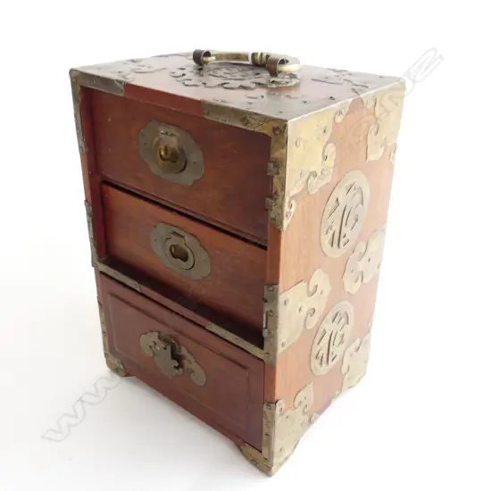 CHINESE 3 DRAWER JEWELLERY CHEST 165x125x230mm