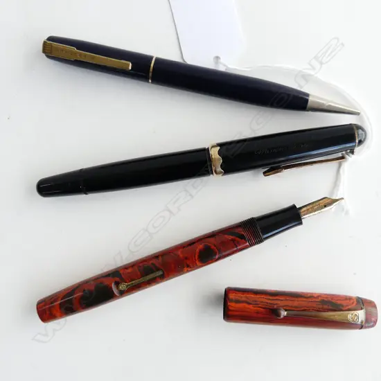 3 PENS; 2 FOUNTAIN 14CT NIBS - MONT BLANC & CONWAY STEWART + WATERMAN 