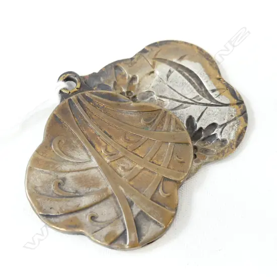 ANTIQUE JAPANESE PLATED PENDANT / COMPACT - slides open