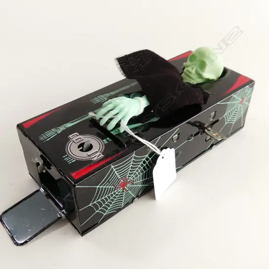 VINTAGE JAPANESE TINPLATE COFFIN MONEY BANK original box