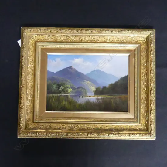 HENRY WILLIAM KIRKWOOD COLONIAL LANDSCAPE OIL ON BOARD 185x270mm GILT FRAME