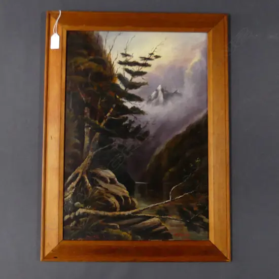 A. H. BROOKS 'SMITHS SOUND' COLONIAL LANDSCAPE OIL ON BOARD 1892 500x345mm 