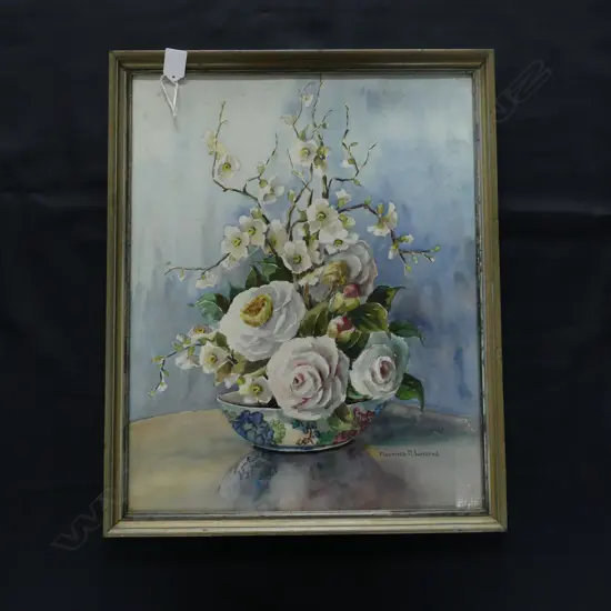 FLORENCE M. LUXFORD FLORAL STILL LIFE W/C 485x390mm