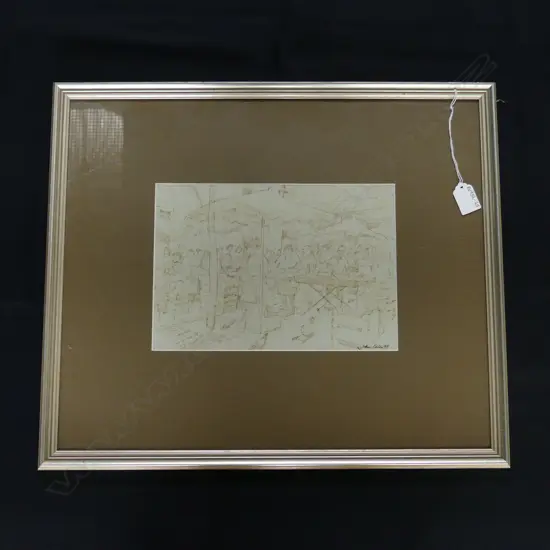 JOHN COLEY MARKET DAY INK SIGNED DATED '97 190 x 275mm