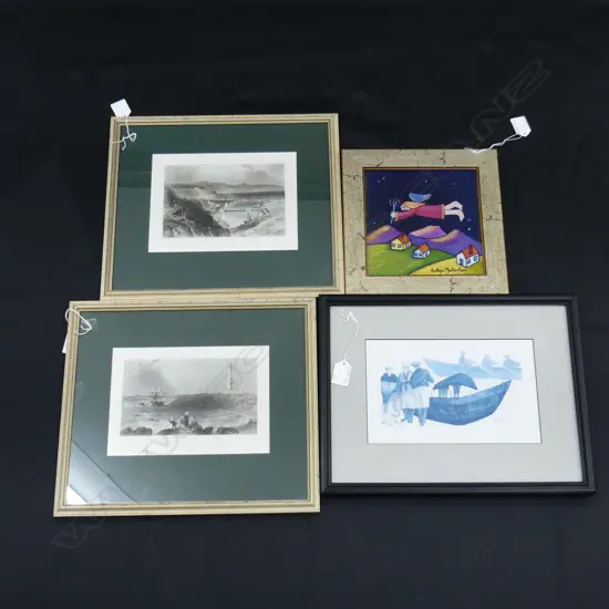 3 SMALL PRINTS & SMALL PAINTING ANGEL BY ROBYN FULLERTON H240 W240MM