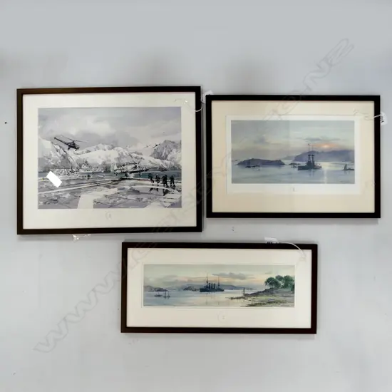 3 NUMBERED NAVAL PRINTS H340 W450MM LARGEST