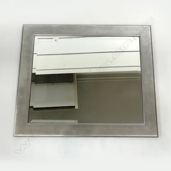 SILVER FRAMED BEVALED GLASS MIRROR H740MM W640MM