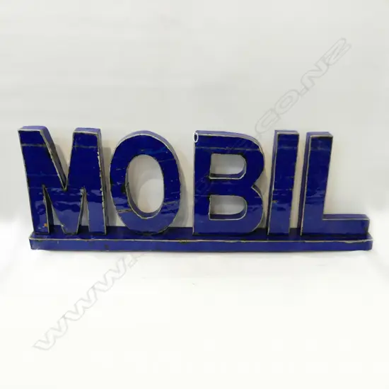 BLUE METAL SIGN 'MOBIL' 350x1025mm